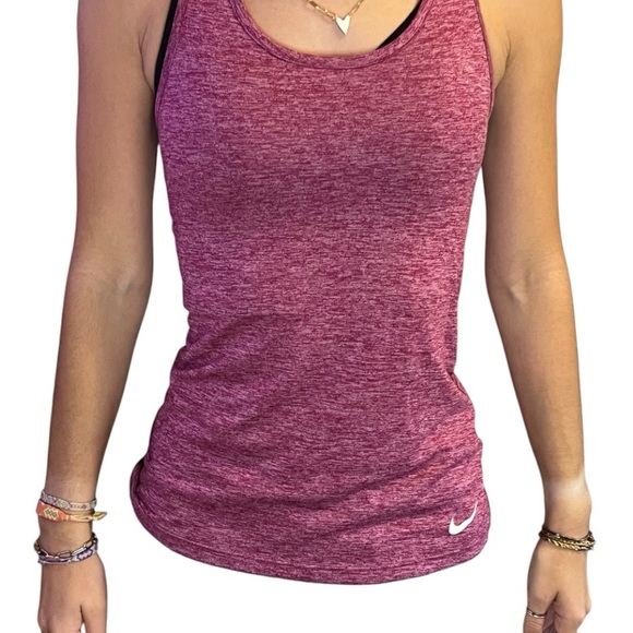 Nike Dry Fit Racerback Women's Heathered Pink Tank Top - Picture 1 of 3